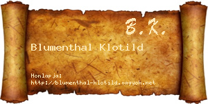Blumenthal Klotild névjegykártya